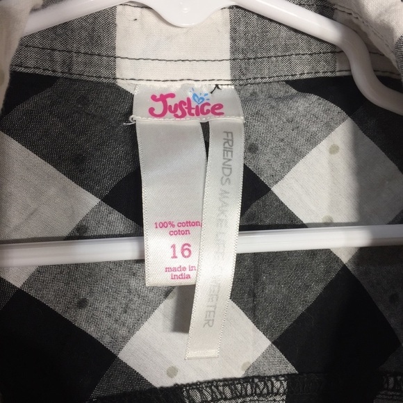 JUSTICE Girls Sparkly Plaid Shirt - Picture 3 of 5